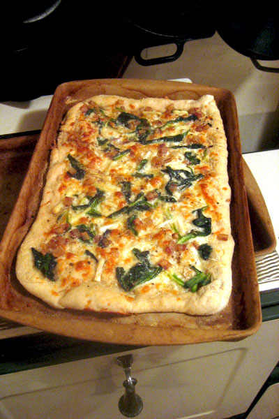 white pizza with ramps and guanciale white pizza with ramps and guanciale