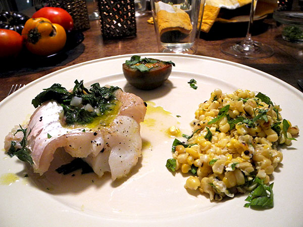 hake_green_sauce_corn_tomato