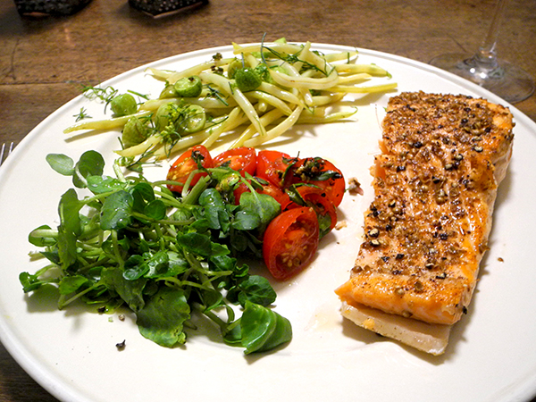 salmon_Haricots_jaune_tomato_cress